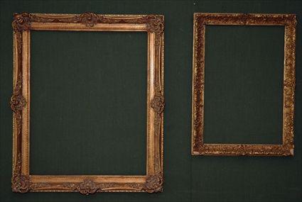 Appraisal: Two Ornate Giltwood Frames x in and x in