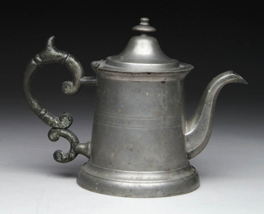 Appraisal: PEWTER TEAPOT BY MOREY OBER BOSTON Circa - Flat rimmed