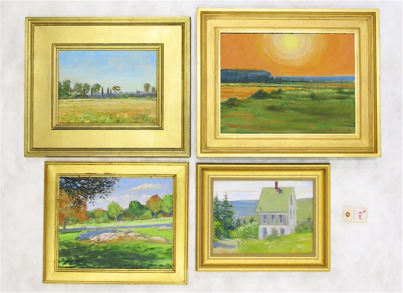 Appraisal: JOHN G MACGOWAN FOUR OIL PAINTINGS Rhode Island th century