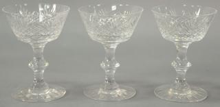 Appraisal: Set of nine Hawkes cut crystal stem glasses diamond pineapple