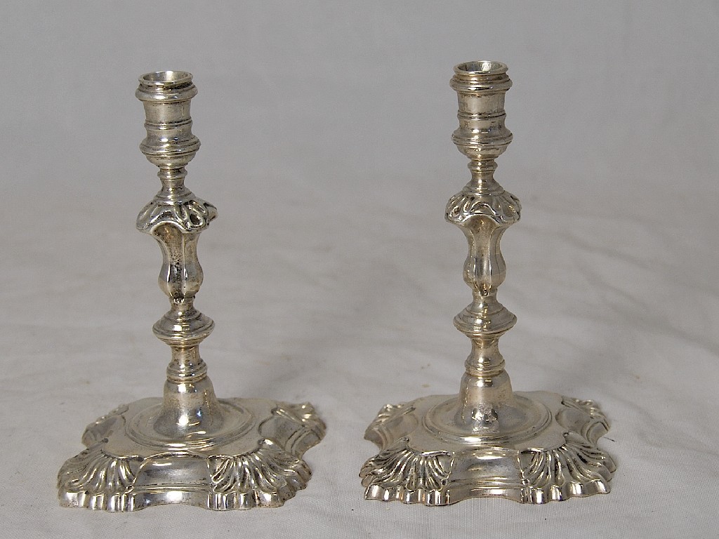 Appraisal: Pair of reproduction George II taper sticks approx ozs in