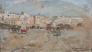 Appraisal: Artist Unknown Late th century Desert Town Scene Artist Unknown