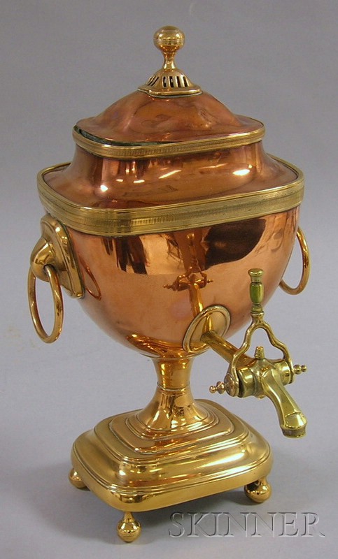 Appraisal: th Century Brass-mounted Copper Hot Water Urn ht in