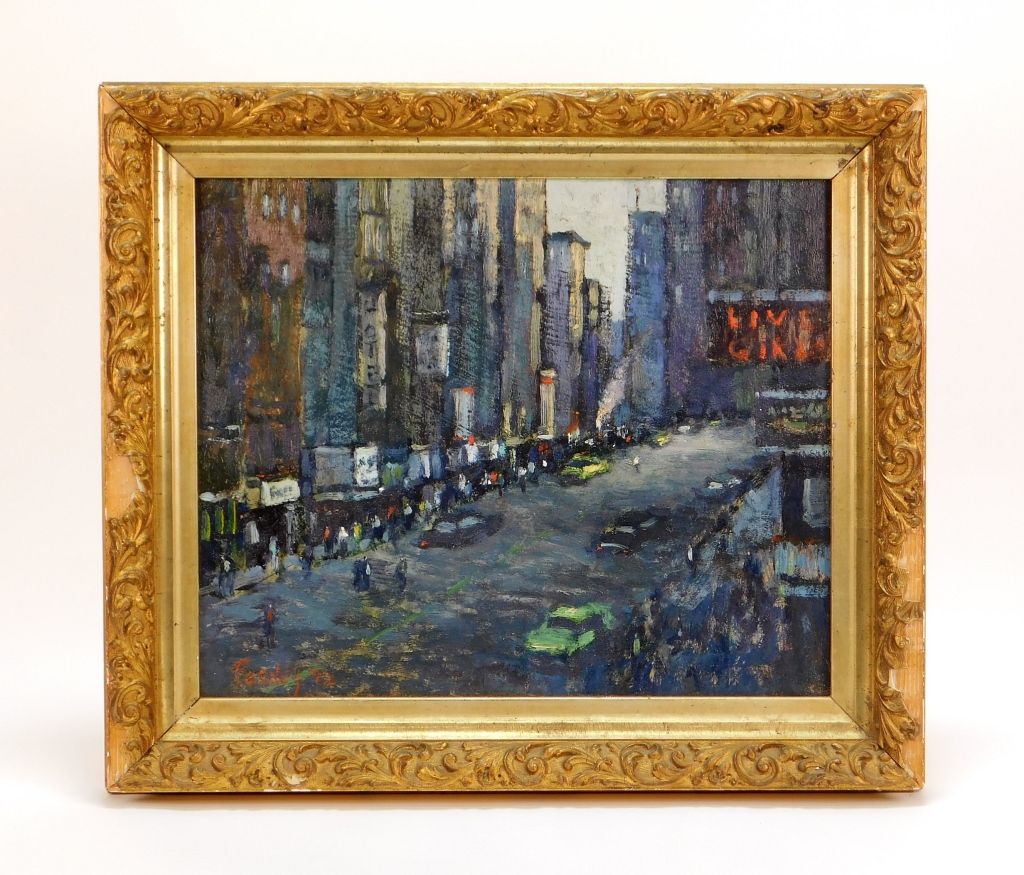 Appraisal: LORETTA FEENEY NEW YORK STREET SCENE PAINTING Massachusetts b Modern