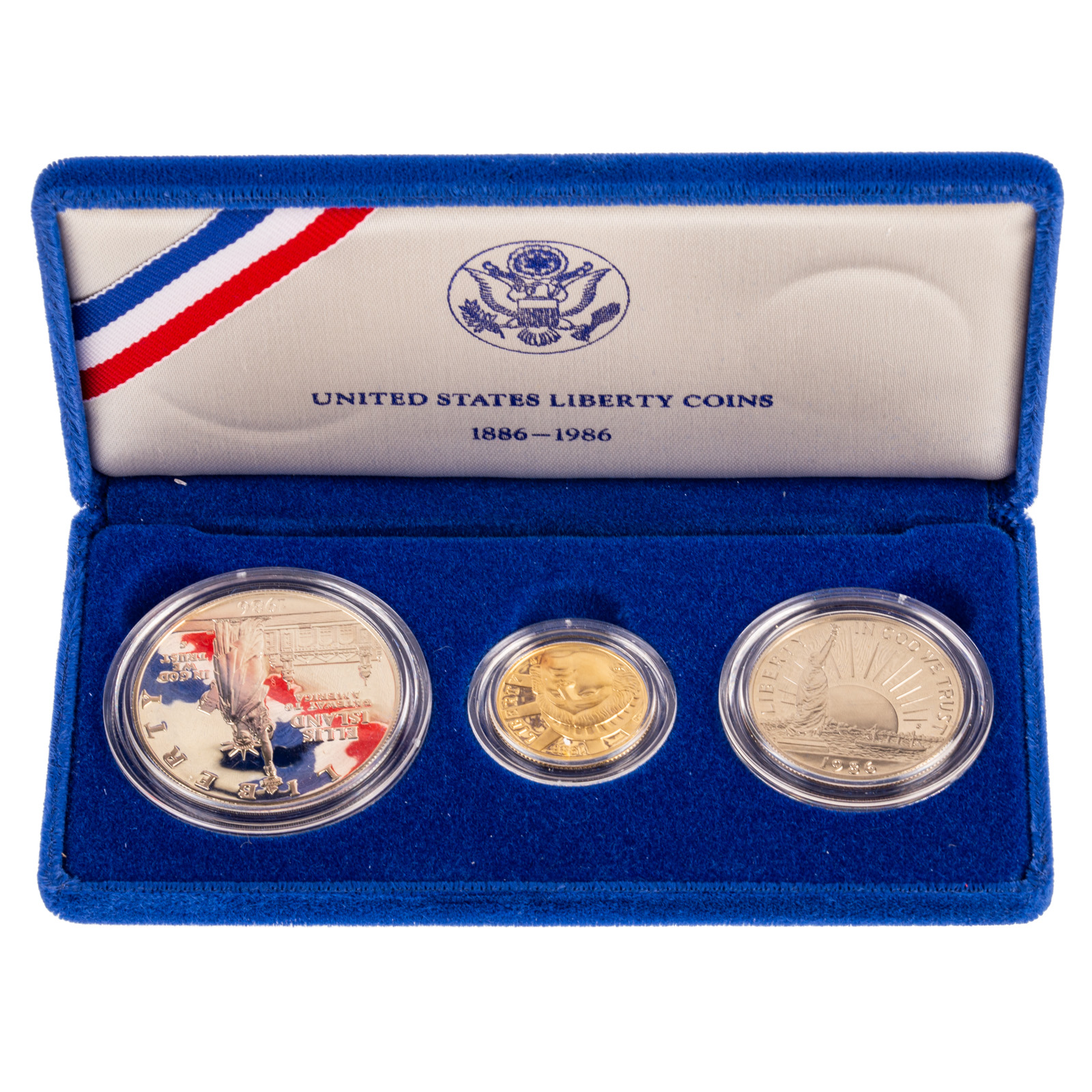 Appraisal: LIBERTY THREE-COIN PROOF SET WITH GOLD Gold weight of coin