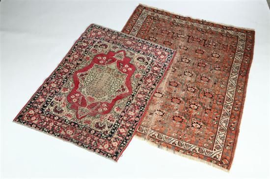 Appraisal: TWO ORIENTAL RUGS Afshar in soft brown and ivory '