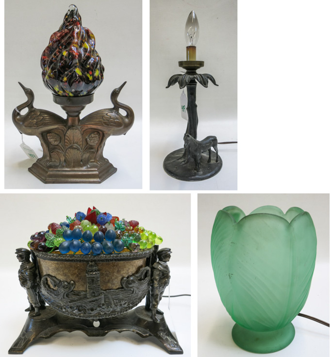 Appraisal: LOT OF FOUR TABLE LAMPS the first a bronzed cast