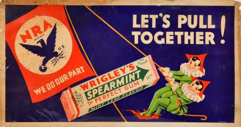 Appraisal: Wrigley's Gum Trolley Sign s Medium to heavier soiling one