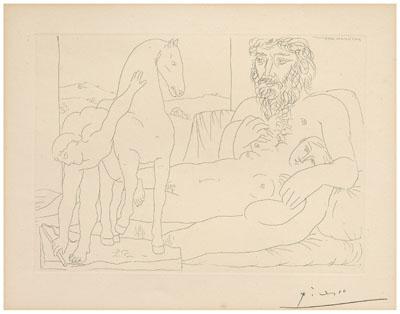 Appraisal: Picasso etching Pablo Picasso Spanish - Le repos du sculpteur