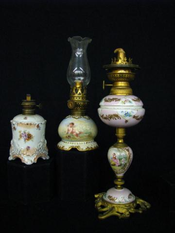 Appraisal: Group of Victorian Porcelain Miniature Lamps including pink and white