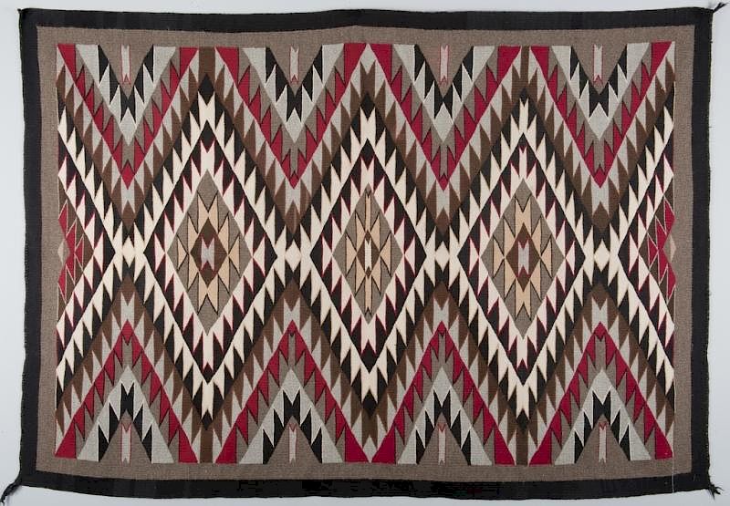 Appraisal: Navajo Eyedazzler Rug Navajo Eyedazzler rug beige field with colors