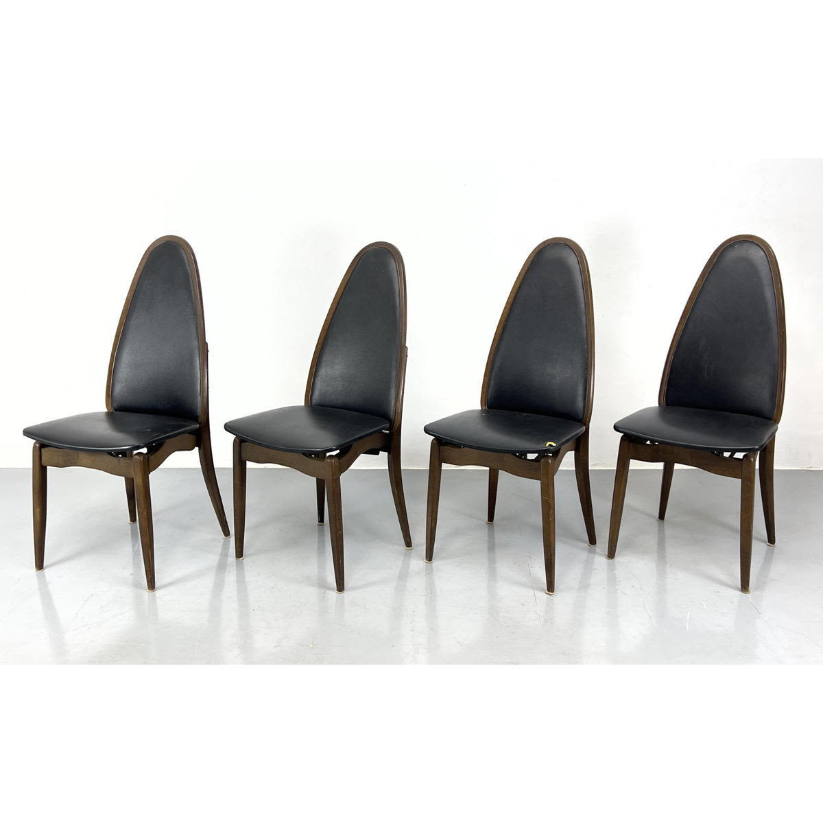 Appraisal: Set STAKMORE Folding Chairs Tall Pointed Arch Upholstered Backs These