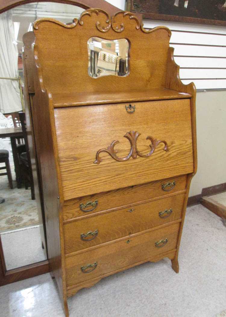 Appraisal: AN OAK DROP-FRONT SECRETARY American late th century having a