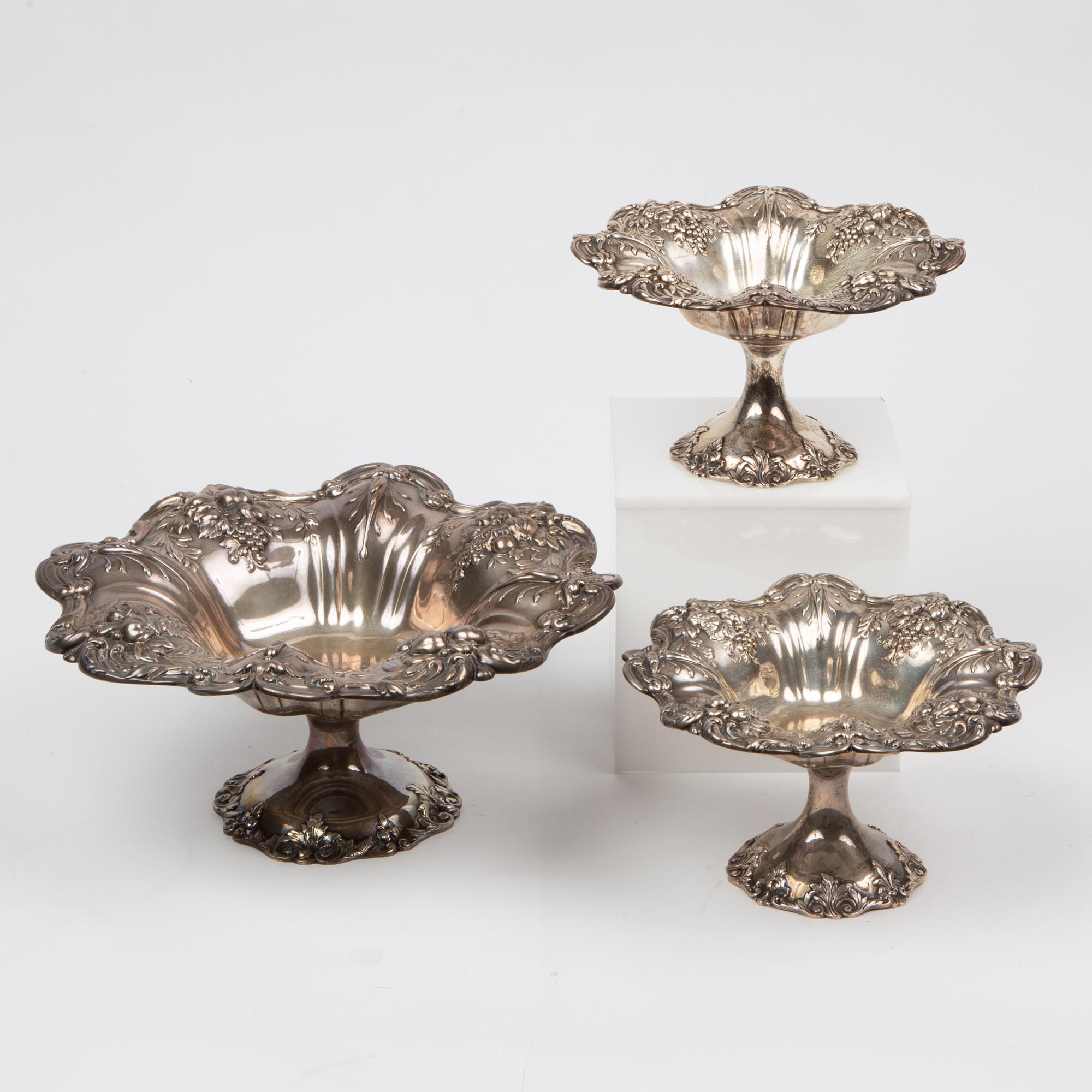 Appraisal: THREE REED BARTON FRANCIS I STERLING FOOTED DISHES A Reed