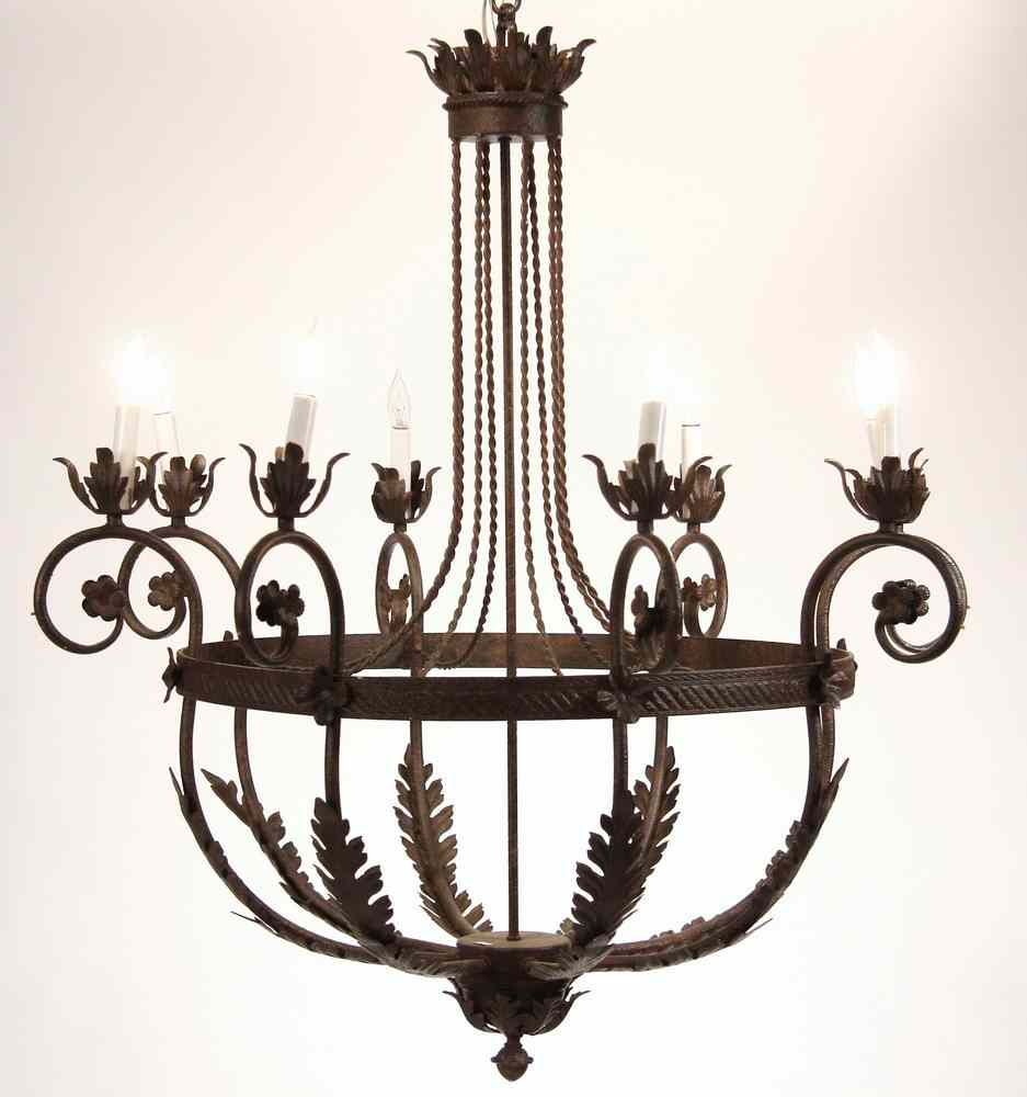 Appraisal: IRON CHANDELIER - Custom French Country Style Eight-Arm Chandelier with