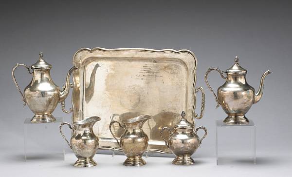 Appraisal: A Chilean standard silver five piece tea and coffee set