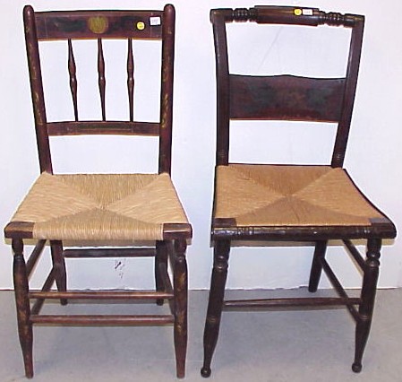 Appraisal: Two side chairs with rush seats the first Sheraton style