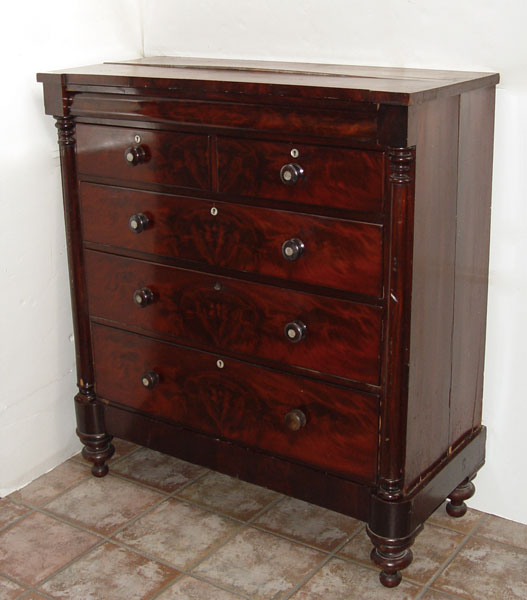 Appraisal: th C SCOTTISH MAHOGANY CHEST ON STAND Full length ogee