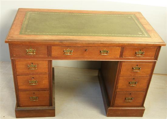 Appraisal: Late th century mahogany pedestal desk the top with three