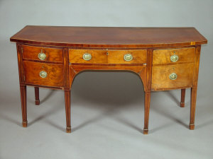 Appraisal: A George III mahogany bowfront sideboard the top inlaid with