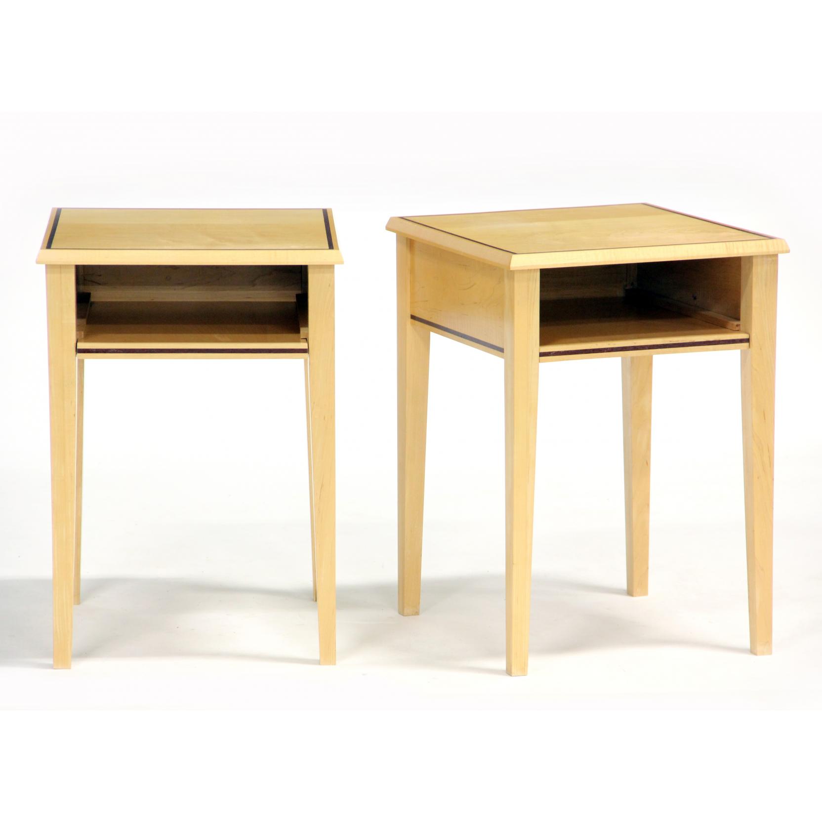 Appraisal: Pair of Custom Drink Stands Frank Cowley contemporary curly maple