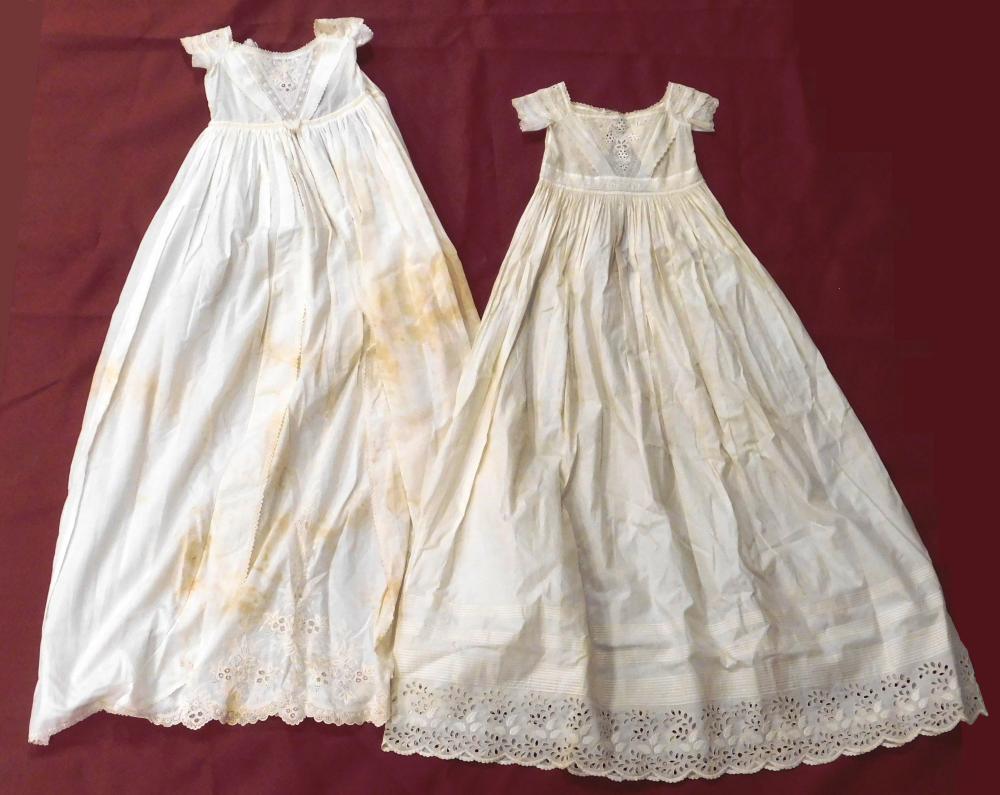 Appraisal: Two infant lawn dresses American th C museum provenance both