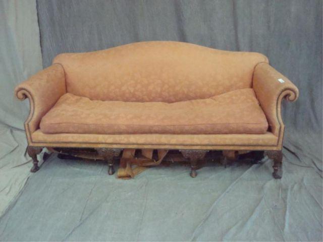 Appraisal: Camelback Sofa Nice quality carving As is From a Rye