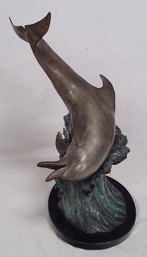 Appraisal: BELL Christopher American th C ''Summersault'' Dolphin BRONZE Monogrammed and