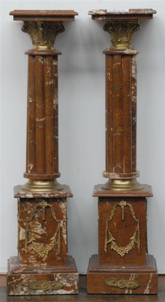 Appraisal: PAIR OF BRONZE MOUNTED MARBLE PEDESTALS H Square Plinth