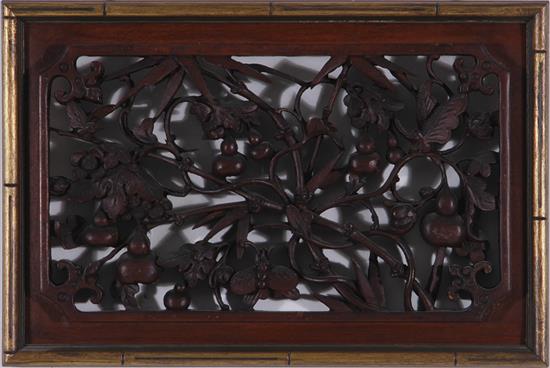 Appraisal: Chinese pierce-carved wood panels Qing dynasty pair H W and