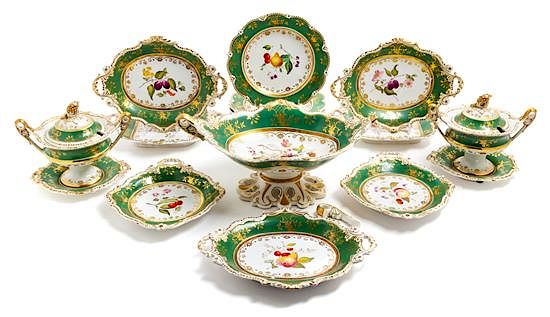 Appraisal: An English Porcelain Dessert Service Width of centerpiece bowl inches