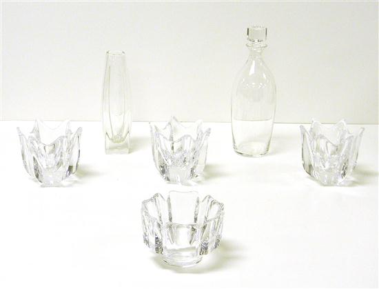 Appraisal: Six pieces of glassware including three Orrefors hexagonal bowls with