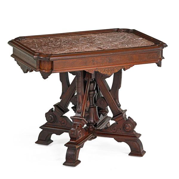 Appraisal: VICTORIAN MARBLE TOP CENTER TABLE Condition Report