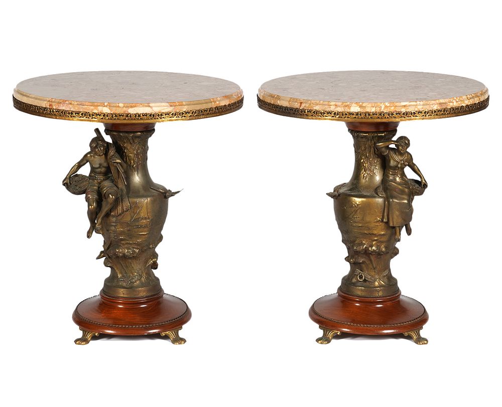 Appraisal: Pr th C Marble Top Tables Style of Moreau Late