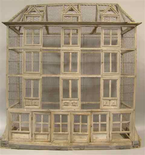 Appraisal: LARGE FRENCH PAINTED BIRDCAGE probably late th century in the