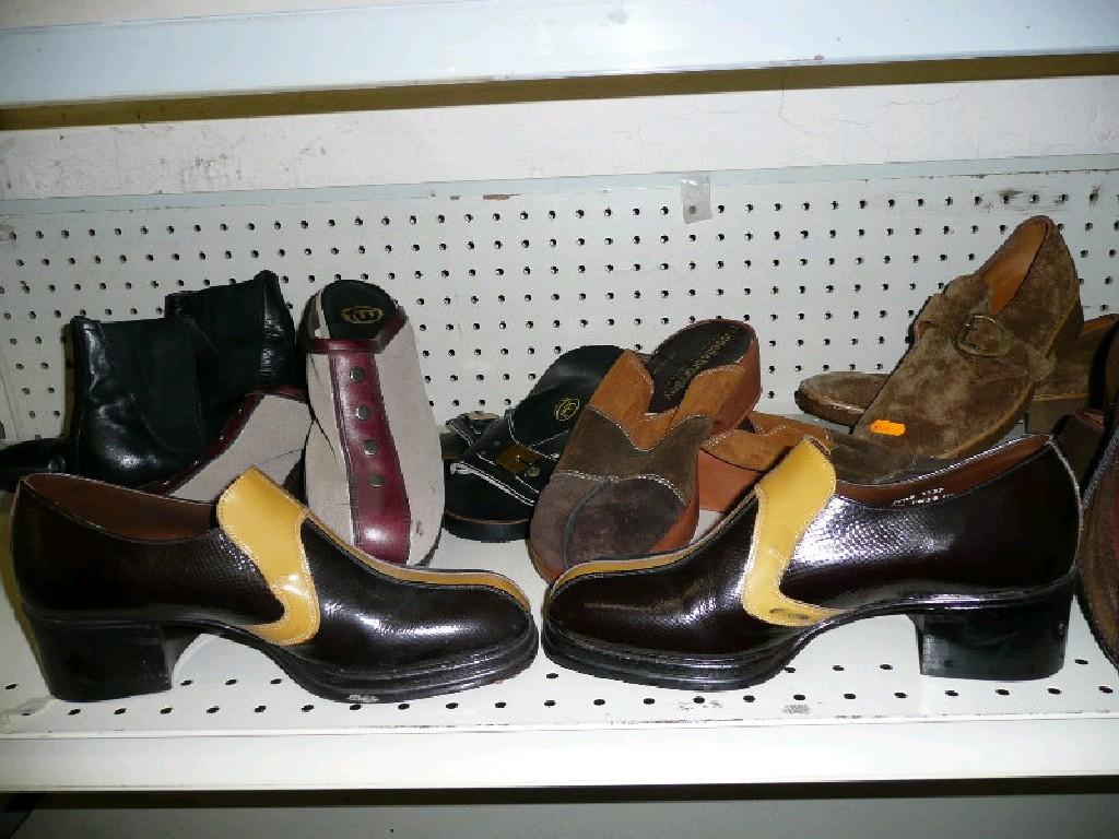 Appraisal: 's vintage ladies and gent's shoes and mules - great