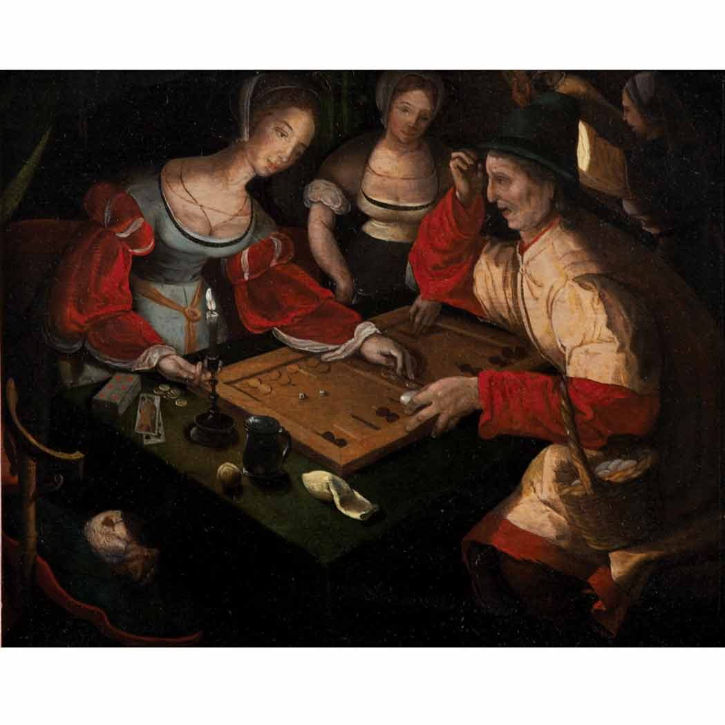 Appraisal: Flemish School th Century A Game of Backgammon Oil on