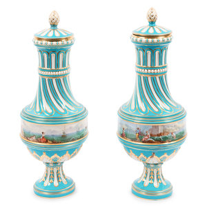 Appraisal: A Pair of Sevres Porcelain Baluster Vases French th Century