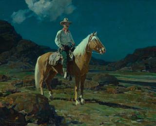 Appraisal: FRANK TENNEY JOHNSON - Moonlight on the Ranch oil on