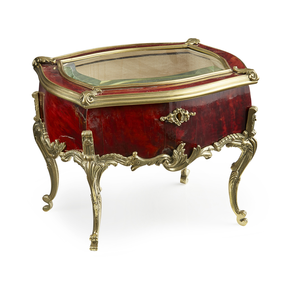 Appraisal: YFRENCH BRASS MOUNTED RED TORTOISESHELL JEWELLERY BOX LATE TH EARLY