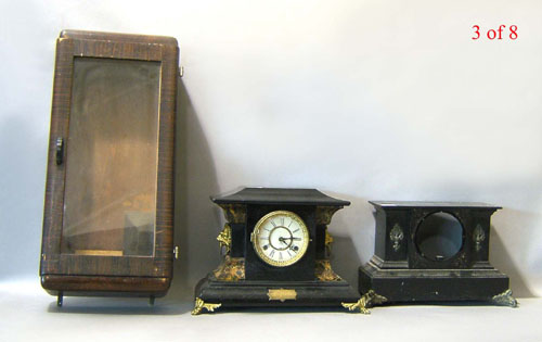 Appraisal: Five slate clock cases together with wood cases