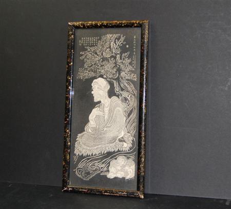 Appraisal: A Chinese print of Lohan sitting beneath a tree cm