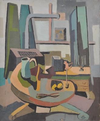 Appraisal: John Vogel American th Century Modernist style still life oil