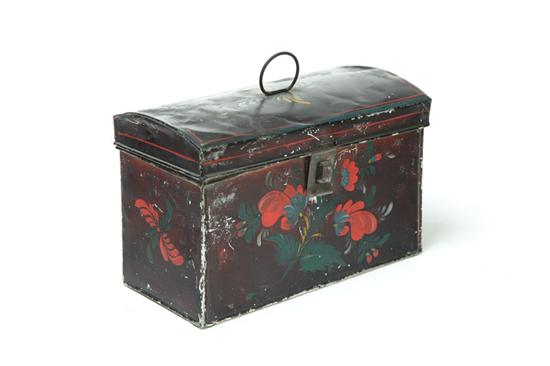 Appraisal: TOLE DOME-TOP DOCUMENT BOX American nd quarter- th century Original