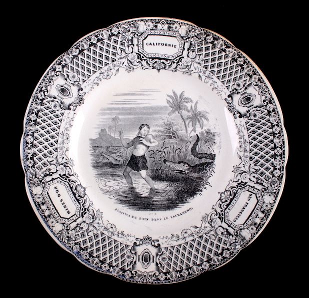 Appraisal: Gold Rush LeBeuf Milliet Transferware Plate This lot features an