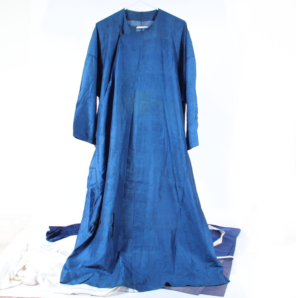 Appraisal: ANTIQUE TRADITIONAL CHINESE PC GARMENTS ONE WHITE ROBE TWO BLUE