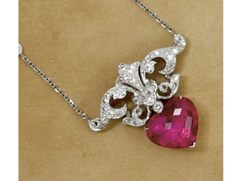 Appraisal: PINK SAPPHIRE AND DIAMOND NECKLACE k white gold necklace set