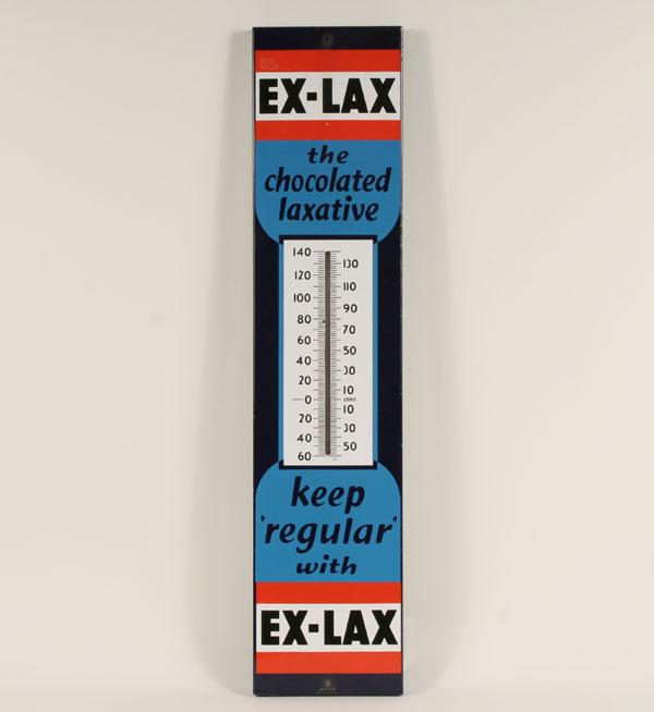 Appraisal: Ex-Lax porcelain advertising thermometer sign x Very good condition