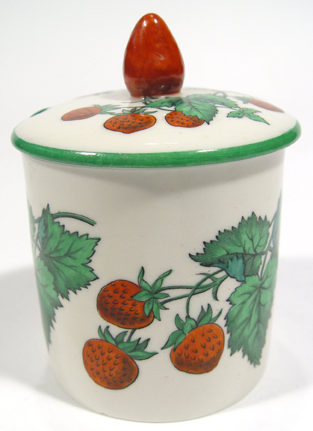 Appraisal: Goss china preserve pot and cover hand coloured and transfer