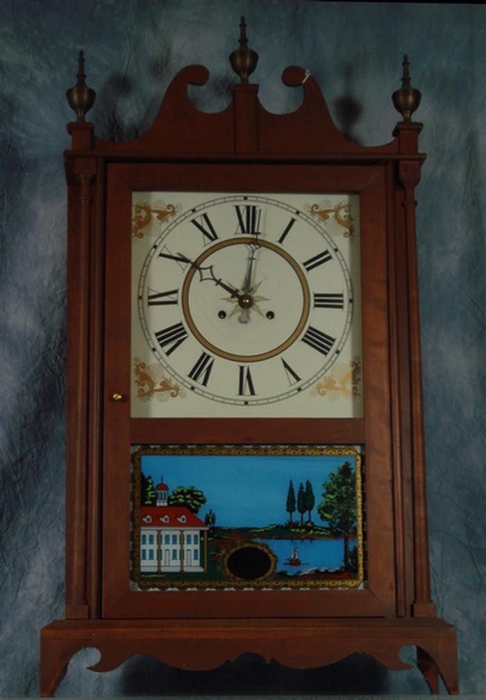 Appraisal: Modern pillar and scroll shelf clock Eli Terry label brass